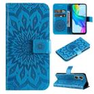For vivo Y03 4G Embossed Sunflower Pattern Flip Leather Phone Case(Blue) - 1