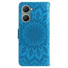 For vivo Y03 4G Embossed Sunflower Pattern Flip Leather Phone Case(Blue) - 3