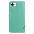 For iPhone 16e Tree & Cat Embossed Pattern Flip Leather Phone Case(Green) - 3