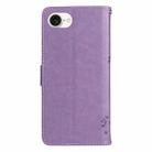 For iPhone SE 2024 Tree & Cat Embossed Pattern Flip Leather Phone Case(Light Purple) - 3