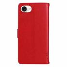 For iPhone 16e Tree & Cat Embossed Pattern Flip Leather Phone Case(Red) - 3