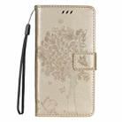For iPhone 16e Tree & Cat Embossed Pattern Flip Leather Phone Case(Gold) - 2