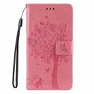 For iPhone 16 Pro Max Tree & Cat Embossed Pattern Flip Leather Phone Case(Pink) - 2