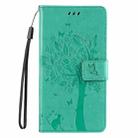 For iPhone 16 Pro Max Tree & Cat Embossed Pattern Flip Leather Phone Case(Green) - 2