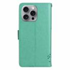 For iPhone 16 Pro Max Tree & Cat Embossed Pattern Flip Leather Phone Case(Green) - 3