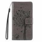 For iPhone 16 Pro Max Tree & Cat Embossed Pattern Flip Leather Phone Case(Grey) - 2