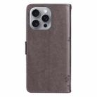 For iPhone 16 Pro Max Tree & Cat Embossed Pattern Flip Leather Phone Case(Grey) - 3