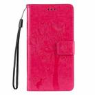 For iPhone 16 Pro Max Tree & Cat Embossed Pattern Flip Leather Phone Case(Rose Red) - 2