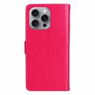 For iPhone 16 Pro Max Tree & Cat Embossed Pattern Flip Leather Phone Case(Rose Red) - 3