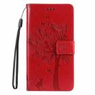 For iPhone 16 Pro Max Tree & Cat Embossed Pattern Flip Leather Phone Case(Red) - 2