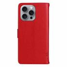 For iPhone 16 Pro Max Tree & Cat Embossed Pattern Flip Leather Phone Case(Red) - 3