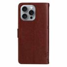 For iPhone 16 Pro Max Tree & Cat Embossed Pattern Flip Leather Phone Case(Coffee) - 3