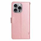 For iPhone 16 Pro Max Tree & Cat Embossed Pattern Flip Leather Phone Case(Rose Gold) - 3