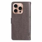 For iPhone 16 Pro Tree & Cat Embossed Pattern Flip Leather Phone Case(Grey) - 3