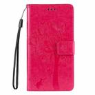 For iPhone 16 Pro Tree & Cat Embossed Pattern Flip Leather Phone Case(Rose Red) - 2