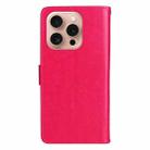 For iPhone 16 Pro Tree & Cat Embossed Pattern Flip Leather Phone Case(Rose Red) - 3