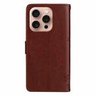 For iPhone 16 Pro Tree & Cat Embossed Pattern Flip Leather Phone Case(Coffee) - 3