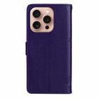 For iPhone 16 Pro Tree & Cat Embossed Pattern Flip Leather Phone Case(Purple) - 3