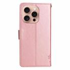 For iPhone 16 Pro Tree & Cat Embossed Pattern Flip Leather Phone Case(Rose Gold) - 3