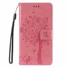 For iPhone 16 Plus Tree & Cat Embossed Pattern Flip Leather Phone Case(Pink) - 2