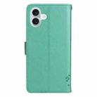 For iPhone 16 Plus Tree & Cat Embossed Pattern Flip Leather Phone Case(Green) - 3