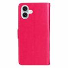 For iPhone 16 Plus Tree & Cat Embossed Pattern Flip Leather Phone Case(Rose Red) - 3