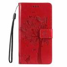 For iPhone 16 Plus Tree & Cat Embossed Pattern Flip Leather Phone Case(Red) - 2