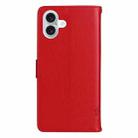 For iPhone 16 Plus Tree & Cat Embossed Pattern Flip Leather Phone Case(Red) - 3