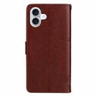 For iPhone 16 Plus Tree & Cat Embossed Pattern Flip Leather Phone Case(Coffee) - 3