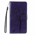 For iPhone 16 Plus Tree & Cat Embossed Pattern Flip Leather Phone Case(Purple) - 2