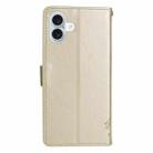 For iPhone 16 Plus Tree & Cat Embossed Pattern Flip Leather Phone Case(Gold) - 3