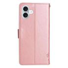 For iPhone 16 Plus Tree & Cat Embossed Pattern Flip Leather Phone Case(Rose Gold) - 3