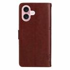 For iPhone 16 Tree & Cat Embossed Pattern Flip Leather Phone Case(Coffee) - 3