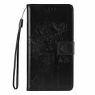 For iPhone 16 Tree & Cat Embossed Pattern Flip Leather Phone Case(Black) - 2