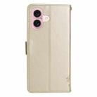 For iPhone 16 Tree & Cat Embossed Pattern Flip Leather Phone Case(Gold) - 3
