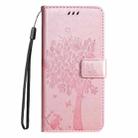 For iPhone 16 Tree & Cat Embossed Pattern Flip Leather Phone Case(Rose Gold) - 2