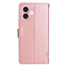 For iPhone 16 Tree & Cat Embossed Pattern Flip Leather Phone Case(Rose Gold) - 3