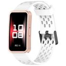 For Huawei Band 9 / 9 NFC / 8 / 8 NFC Hole Style Dual Black Buckle Silicone Watch Band(White) - 1