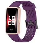 For Huawei Band 9 / 9 NFC / 8 / 8 NFC Hole Style Dual Black Buckle Silicone Watch Band(Dark Purple) - 1