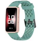 For Huawei Band 9 / 9 NFC / 8 / 8 NFC Hole Style Dual Black Buckle Silicone Watch Band(Pine Green) - 1