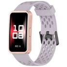 For Huawei Band 9 / 9 NFC / 8 / 8 NFC Hole Style Dual Black Buckle Silicone Watch Band(Lavender Purple) - 1