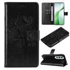 For OnePlus Nord CE4 Tree & Cat Embossed Pattern Flip Leather Phone Case(Black) - 1