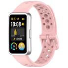 For Huawei Band 9 / 9 NFC / 8 / 8 NFC Round Hole Nail Button Silicone Watch Band(Pink) - 1