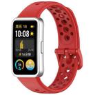 For Huawei Band 9 / 9 NFC / 8 / 8 NFC Round Hole Nail Button Silicone Watch Band(Red) - 1