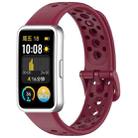 For Huawei Band 9 / 9 NFC / 8 / 8 NFC Round Hole Nail Button Silicone Watch Band(Wine Red) - 1