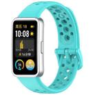 For Huawei Band 9 / 9 NFC / 8 / 8 NFC Round Hole Nail Button Silicone Watch Band(Teal) - 1