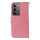 For Realme 14x 5G Global Tree & Cat Embossed Pattern Flip Leather Phone Case(Pink) - 3