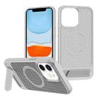 For iPhone 11 Honeycomb Cooling MagSafe Phone Case with Invisible Holder(Silver) - 1