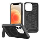 For iPhone 12 / 12 Pro Honeycomb Cooling MagSafe Phone Case with Invisible Holder(Black) - 1
