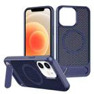 For iPhone 12 / 12 Pro Honeycomb Cooling MagSafe Phone Case with Invisible Holder(Blue) - 1